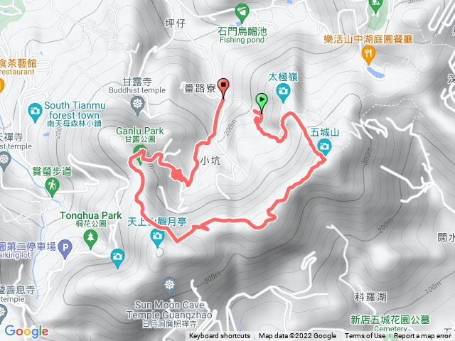 70號步道入口-五城山-天上山縱走-天上山鞍部-甘露公園-產業道路-巨竹卡啦OK-產業道路-70號步道入口