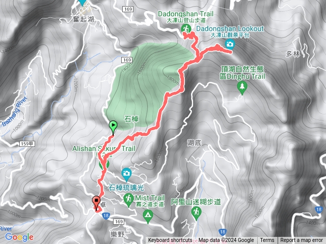 雲之道、大凍山、櫻之道、石卓