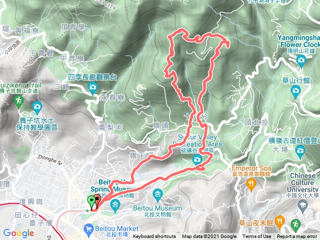 新北投捷運站-中正山-頂湖山-硫黃谷大O型