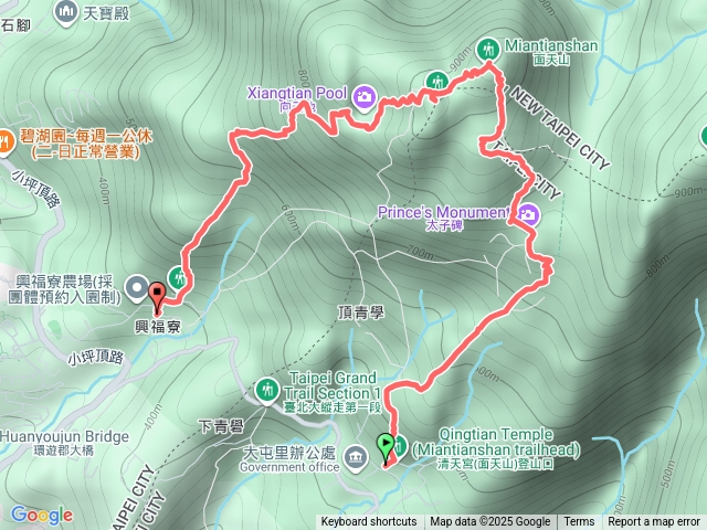 北投清天宮-面天山-向天山-向天池-興福寮步道-真聖宮