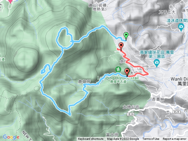 荖寮湖磺嘴山翠翠谷大尖山鹿崛坪O型