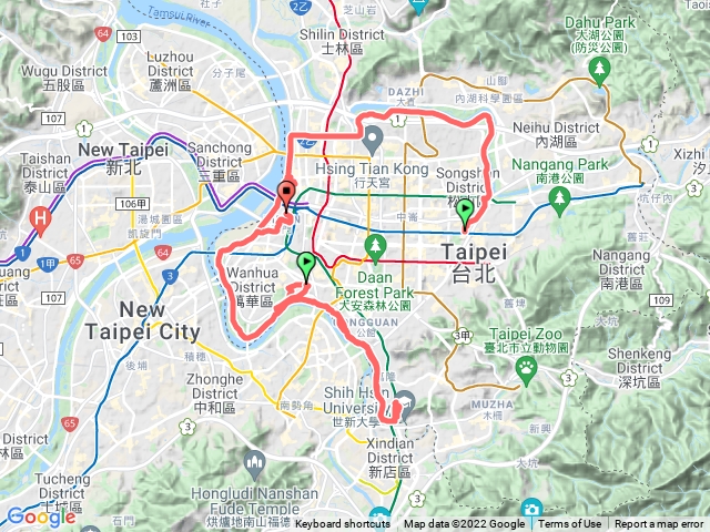 基隆河-淡水河-新店溪-景美溪騎行。市府站-大稻埕-青年公園-景美夜市-西門町