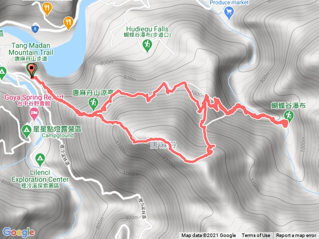 登唐麻丹山(谷關七雄老么)、下切蝴蝶谷瀑布，O形