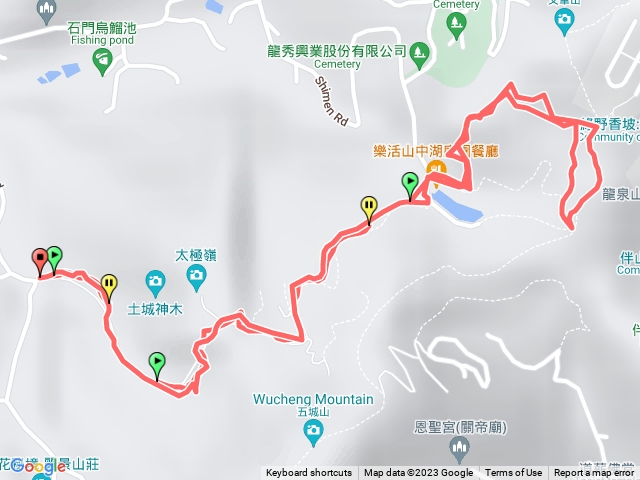 石門路70號登山口-直上山中湖-繞湖3/4圈後繞至將軍嶺-原路返回山中湖-再折返回70號登山口