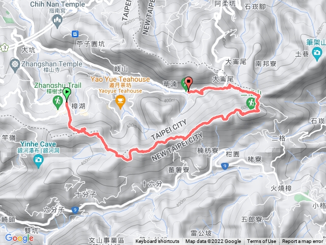 貓空->草湳 三玄宮山 十六分山 貓空尖 南邦寮山 二格山