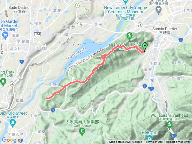 鳶尾山登山口-鳶山三角點-彩壁-五十分山-桃園烏塗窟山-娘子坑