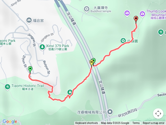 姆指山妙高稜徑步道口→妙高台→馬蹄平台