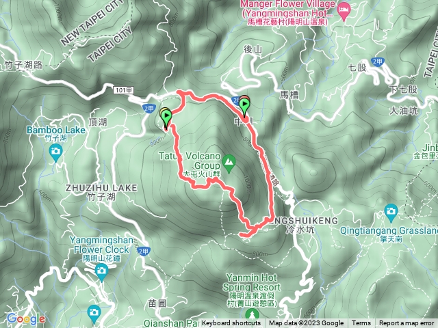 七星山東、主峰，冷水坑、小油坑