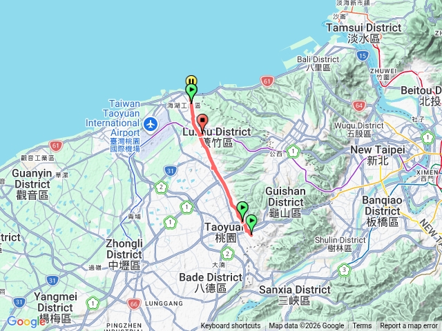 桃林鐵路步道到海巡署終點，再回到山鼻捷運站