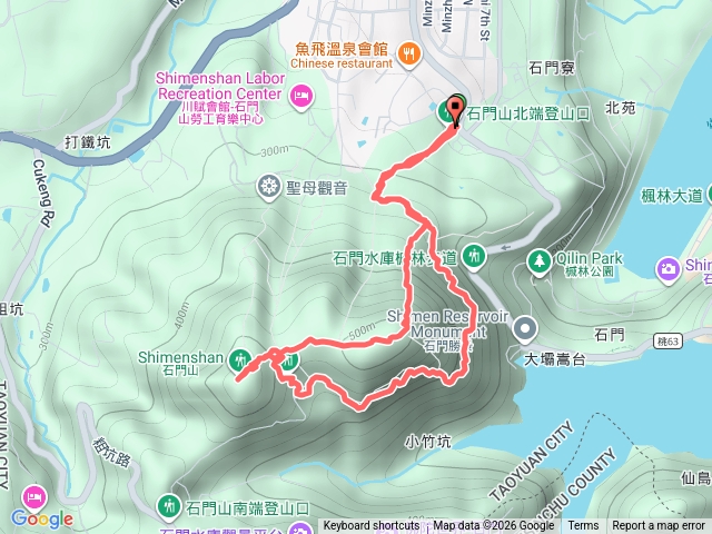 龍潭石門山，北端入口進，好漢坡，環湖步道，北端入口出預覽圖