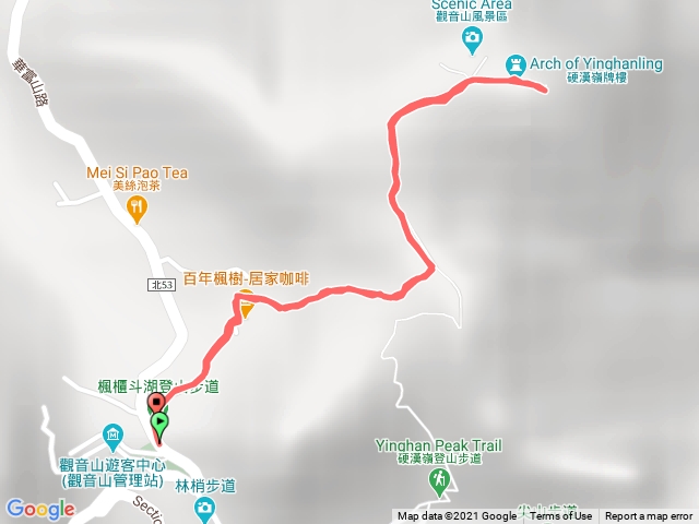 2021-03-18_3-八里觀音山(楓櫃斗湖步道口停車場-起登-登頂後再原路回)-標註停車處