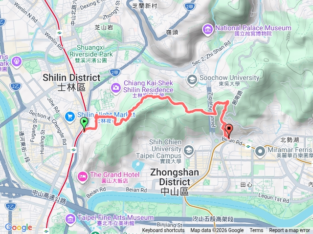 士林區復興廣播電台、劍潭山北峰山腰路、中山區貓九山、靜修宮山預覽圖