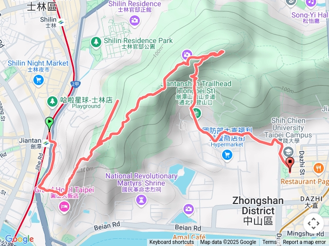 劍潭山步道到兄弟麵館
