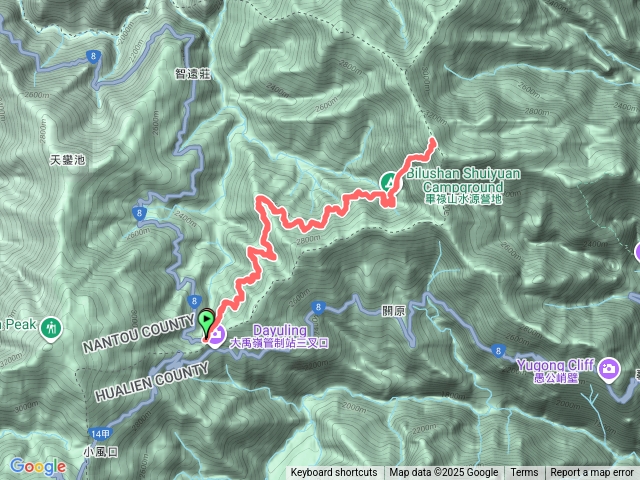 畢祿山登山步道，合歡山隧道口，廢棄機車，鋁梯，工寮，水源營地，岩壁，畢羊叉路口，畢祿山