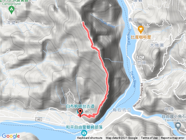 白布帆上砲台古道、大克山（標示路點）