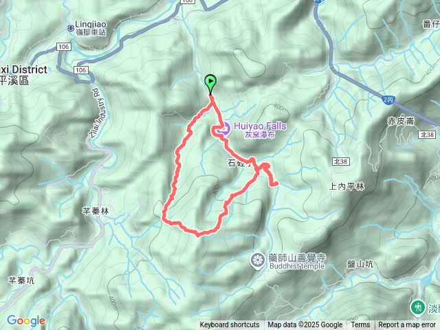 灰窯福德宮-灰窯溪谷越嶺古道-畝畝山-石硿子瀑布-灰窯瀑布O形