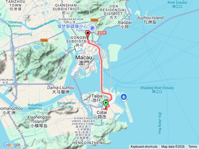 2026.01.14澳門美獅美高梅酒店前往珠海拱北軌跡預覽圖