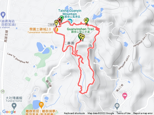 大社觀音山步道(途中經天洞，因此部分路線亂掉)