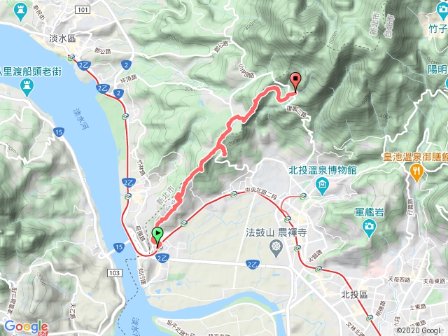 2018-12-08 捷運關渡站-光武山南峰-光武山-忠義山-稻香山-小坪頂山-清天宮