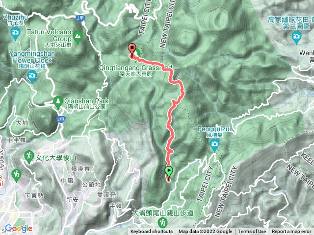  坪頂古圳、荷蘭古道西線、北五指山、杏林山、石梯嶺步道、擎天崗農場、擎天崗山、擎天崗遊客中心