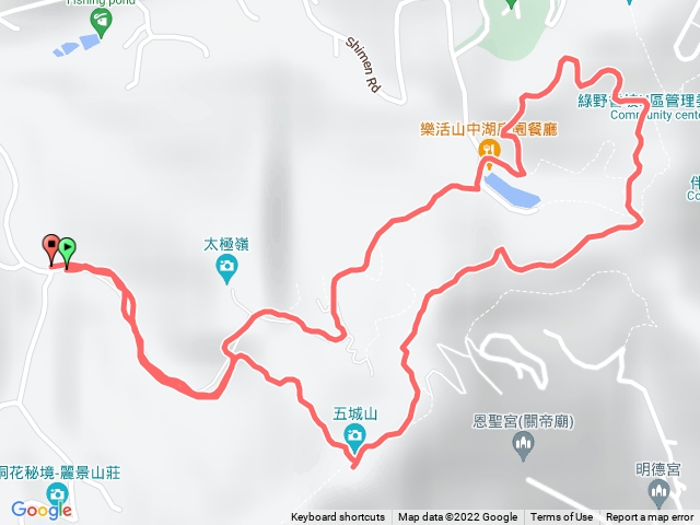 石門路70號步道入口-山中湖-文筆山登山口-天上山縱走-五城山-步道回原點