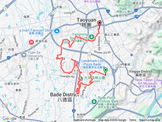 2026-01-03八德西坡大湳埤塘八塊厝大湳森林公園大湳給水廠桃園大圳1-4,1-3,1-1池桃園車站