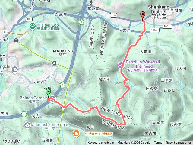 指南宮-猴山岳登山步道-猴山岳前鋒-猴山岳主峰-林家草厝-炮子崙瀑布-深坑老街預覽圖