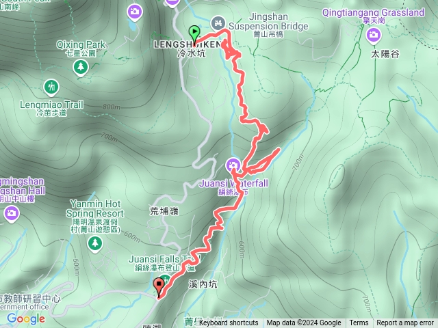 冷水坑生態池往絹絲瀑布