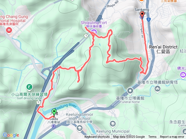 八堵車站-三角洲嶺山北峰-三角洲嶺山-獅球嶺北峰-北碉堡-獅球嶺山-南榮山-三坑車站