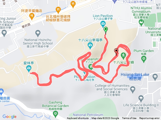 跑步十八尖山學府路入口至早起會折返兩趟