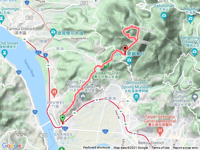20211116關渡捷運站到面天山、向天山和向天池