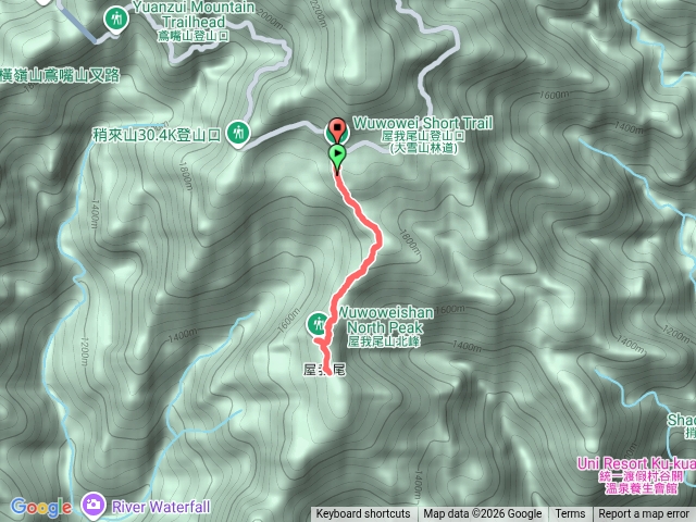 屋我尾山 屋我尾山北峰 大雪山登山口來回預覽圖