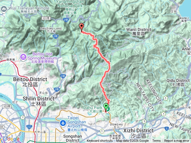 大湖公園捷運站至擎天崗預覽圖