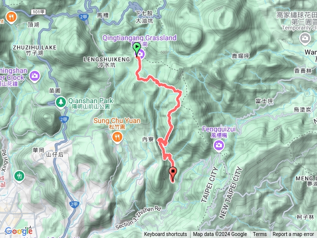 擎天崗、竹篙山東北峰、擎天崗溪、內雙溪古道、北五指山、、高頂山、荷蘭古道西線全段、坪頂新圳、登峰圳、陶然亭、溪和宮預覽圖