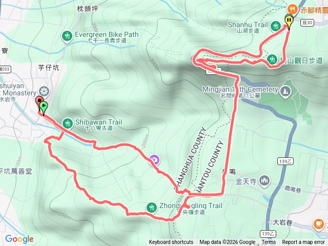 清水岩-五峰-大橫山-18彎古道O繞預覽圖
