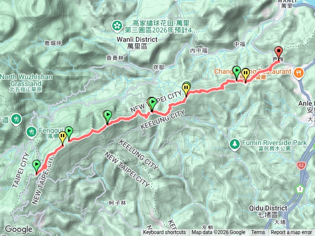 界寮蹤走（東半部），五指山到萬里