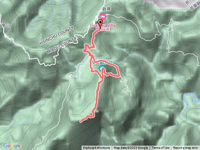 觀霧山莊出發。榛山三角點。榛山步道