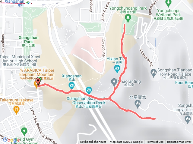 簡單駭客 夜爬象山有燈的路線來回走