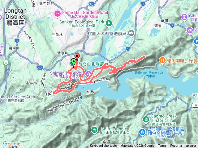 北端登山口-好漢坡-太平山-石門山-石門水庫-新溪州山-溪洲山-石門水壩-北端登山口龍的