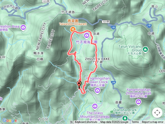 草山瀑布吊橋-猴崁古道-竹子湖-青楓步道-湖田國小O型