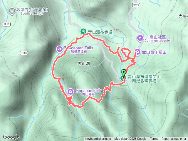 新北 石門 尖山湖步道-青山瀑布-嵩山百年梯田-阡陌步道 O形預覽圖