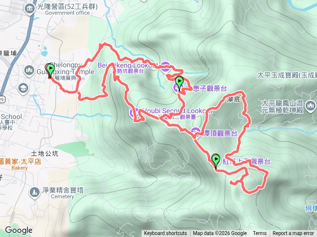 太平光隆里-後壁坑農路-車籠山三角點-北勢坑農路