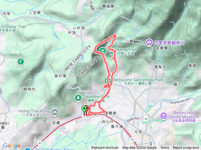 捷運復興崗➡️貴子坑步道➡️小牛埔步道➡️三層崎公園➡️捷運復興崗預覽圖