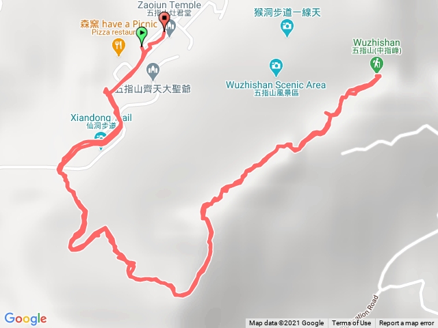 五指山（拇指，食指，中指）原路折返