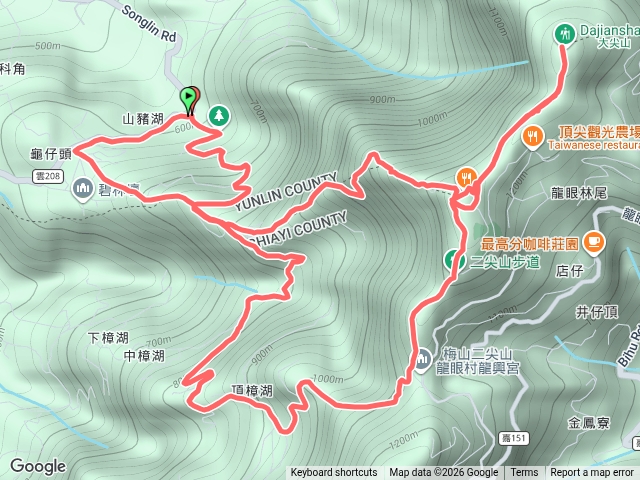 4-1上二尖山、大尖山、龍興宮，下大眾爺廟、山豬湖步道預覽圖