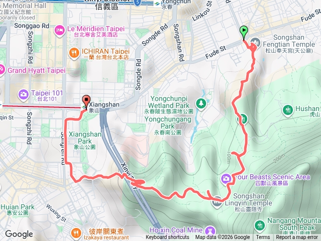 廣慈奉天宮入象山登山口出四獸山連爬預覽圖