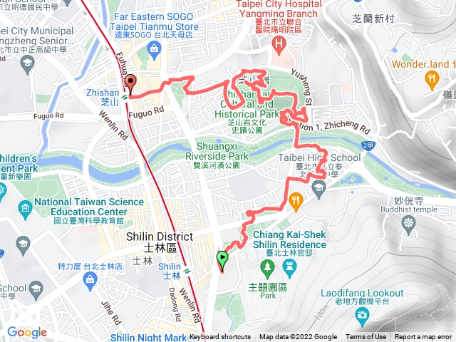 士林站芝山岩芝山站（公園縱走）