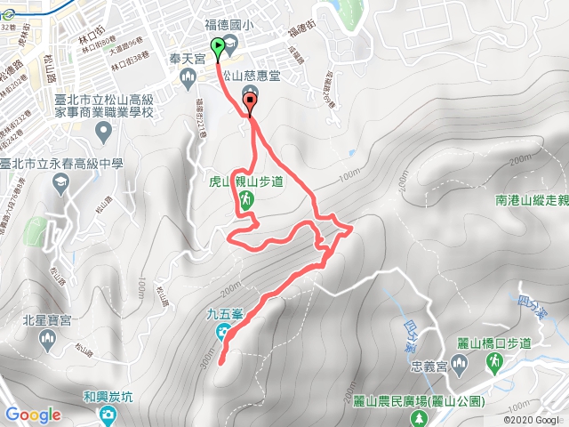 松山慈惠堂→虎山步道→九五峰→南港山→黃蟬園→虎山步道→松山慈惠堂