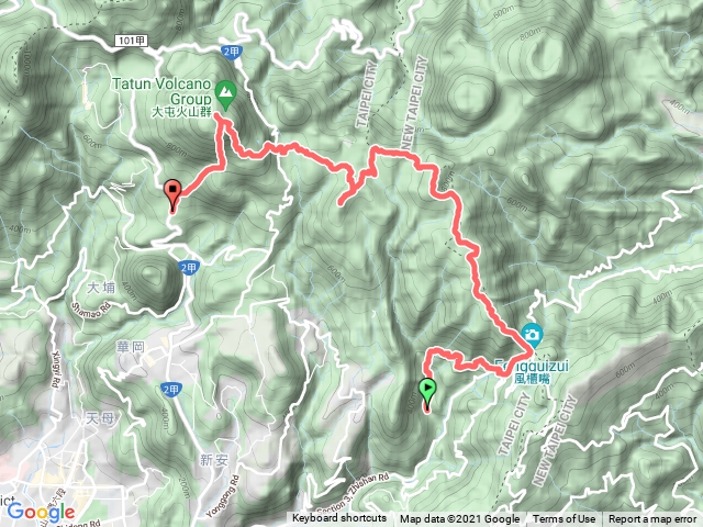 風櫃嘴-頂山-石梯嶺-擎天崗-竹篙山-冷水坑-七星山東峰-七星山主峰-苗圃