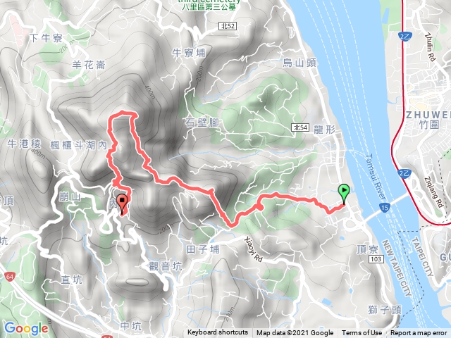 關渡大橋上占山、觀音山經硬漢嶺下公車總站（原聲國際學院負重訓練）